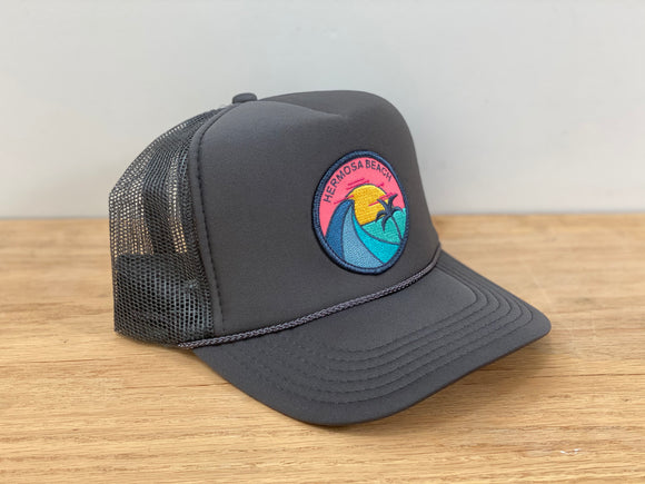 Adult ||| Trucker Hat ||| Hermosa Beach Teal Wave - Local Stripes