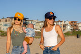 Adult ||| Trucker Hat ||| Manhattan Beach Orange Palm - Local Stripes