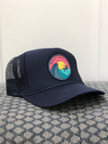 Adult ||| Trucker Hat ||| Manhattan Beach Teal Wave - Local Stripes